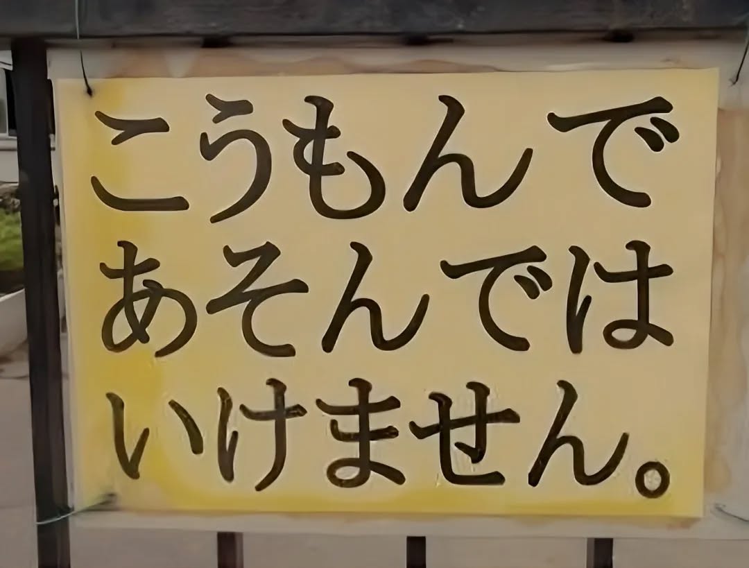 こうもんであそんではいけません。